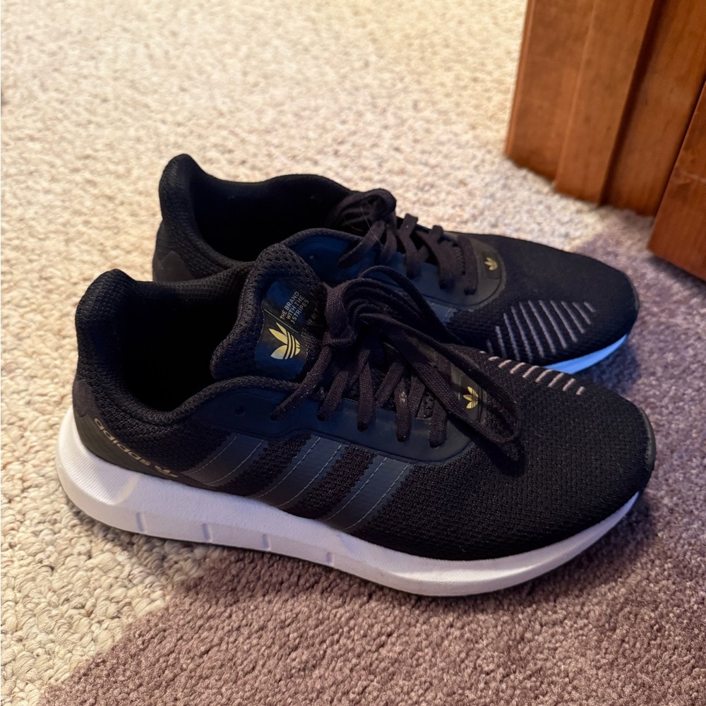 Adidas Women’s Black and Gold Sneakers